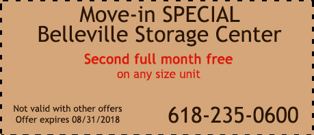 Move in Special Coupon for Belleville Storage Center- Second Full Month Free For All Units Move in Special Coupon for Belleville Storage Center- Second Full Month Free For All Units